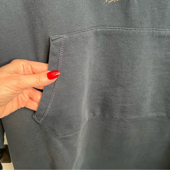 Driftwood Layla Navy Embroidered Peacock Floral Sweatshirt Dress. Size Large. - Picture 10 of 15